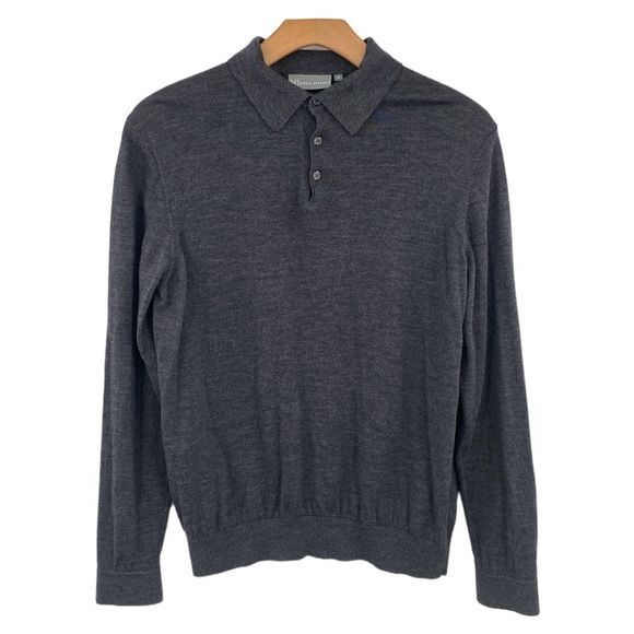 Hickey Freeman Other - Hickey Freeman Polo Collar Sweater Men's Size Medium Gray Wool Long Sleeve Soft